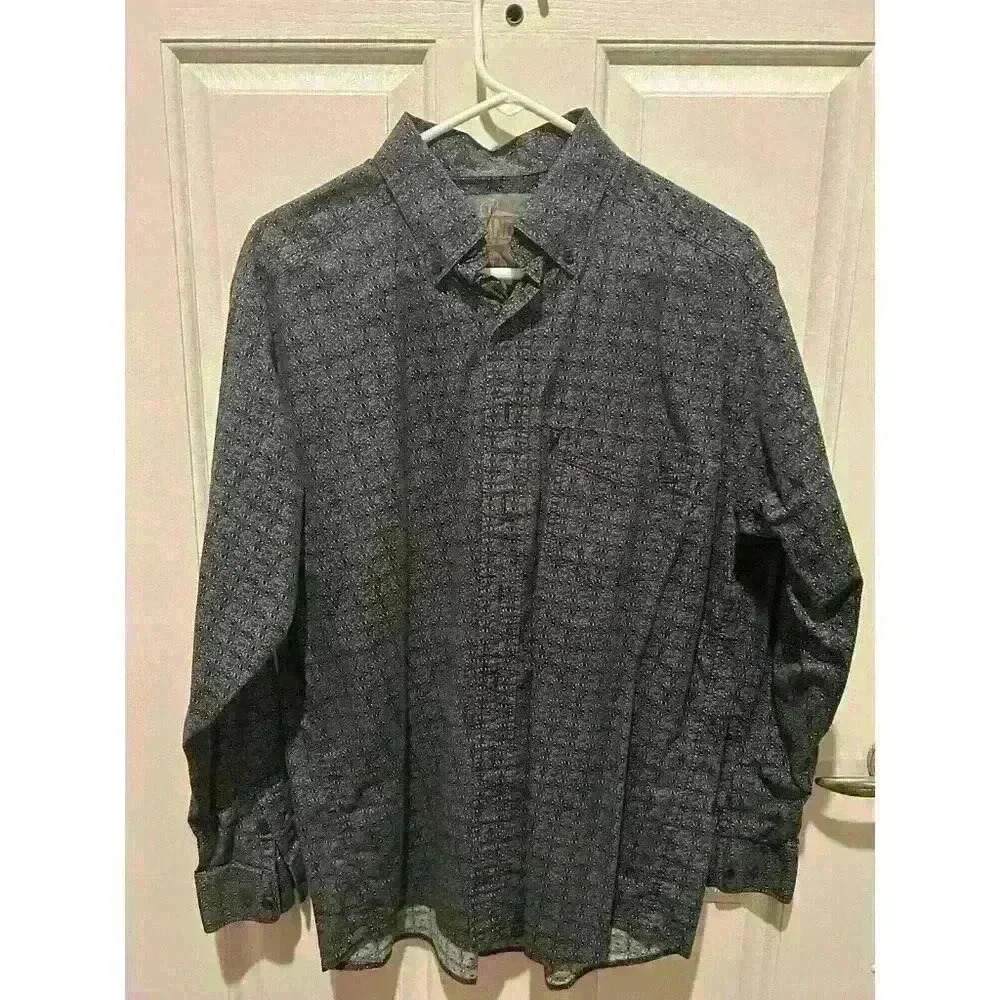 Panhandle Tuf Cooper Mens L Shirt Long Sleeve Button-Down Multicolor Blue Black